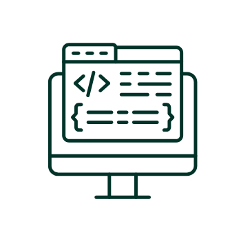  Icon of a computer monitor displaying code, representing a custom WordPress website with hosting in Canada